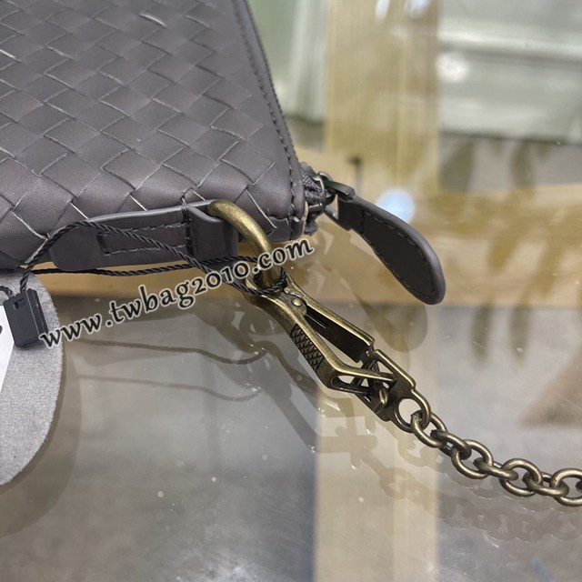 Bottega veneta高端女包 98036灰色 寶緹嘉薄款鏈條包 BV經典款胎牛皮手工編織鏈條女包  gxz1343